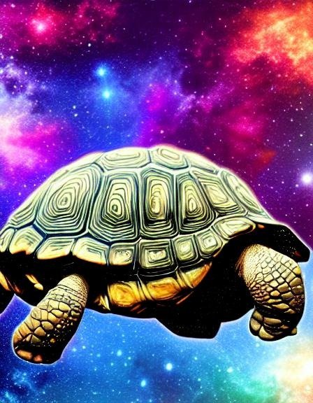  A star tortoise moving through space