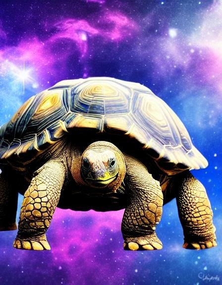  A star tortoise moving through space