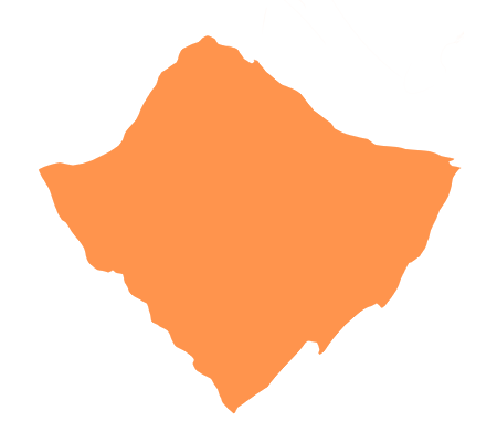 An orange silhouette of a floating island named Erak