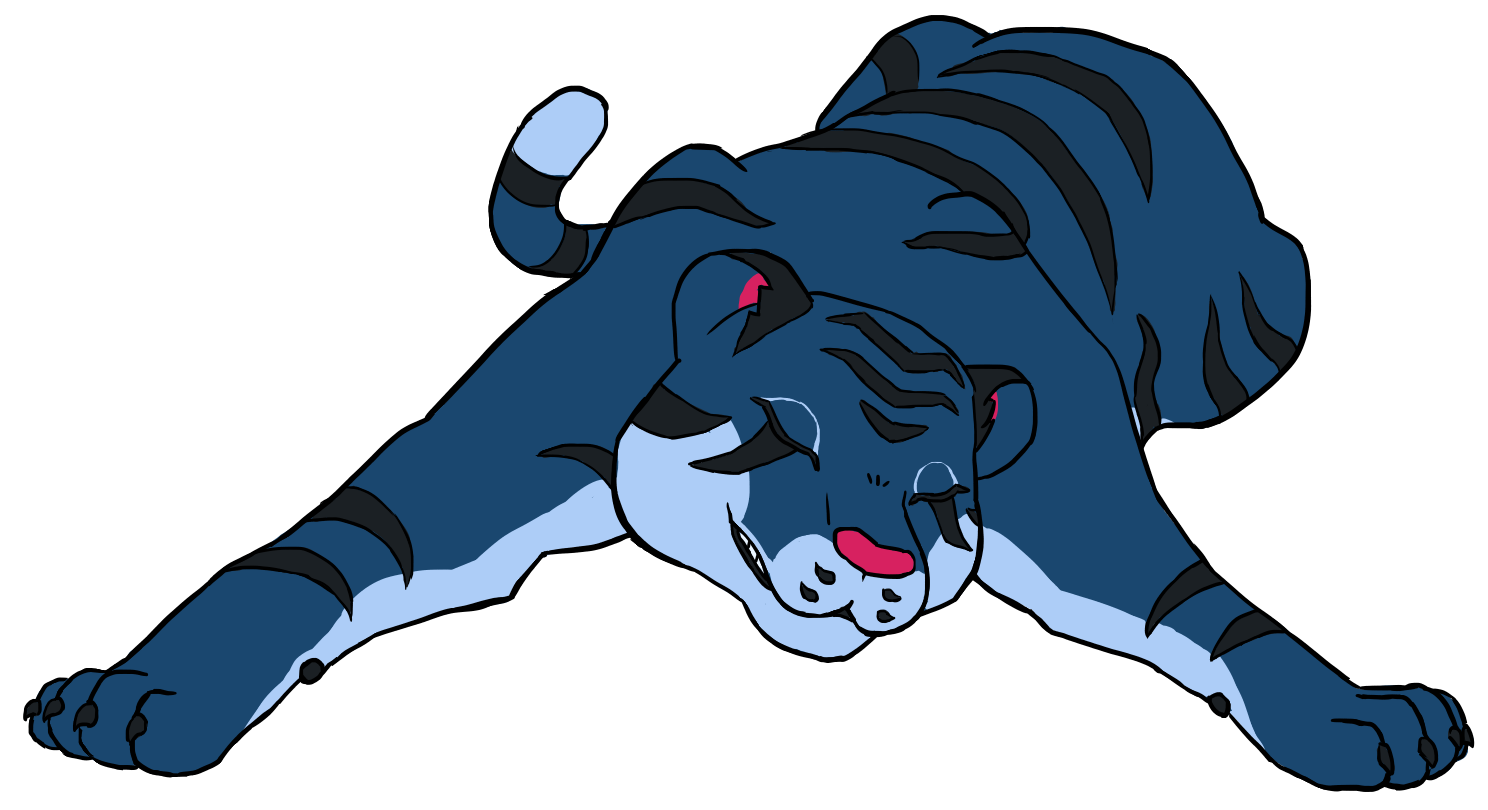 A blue-colored tiger lying down.