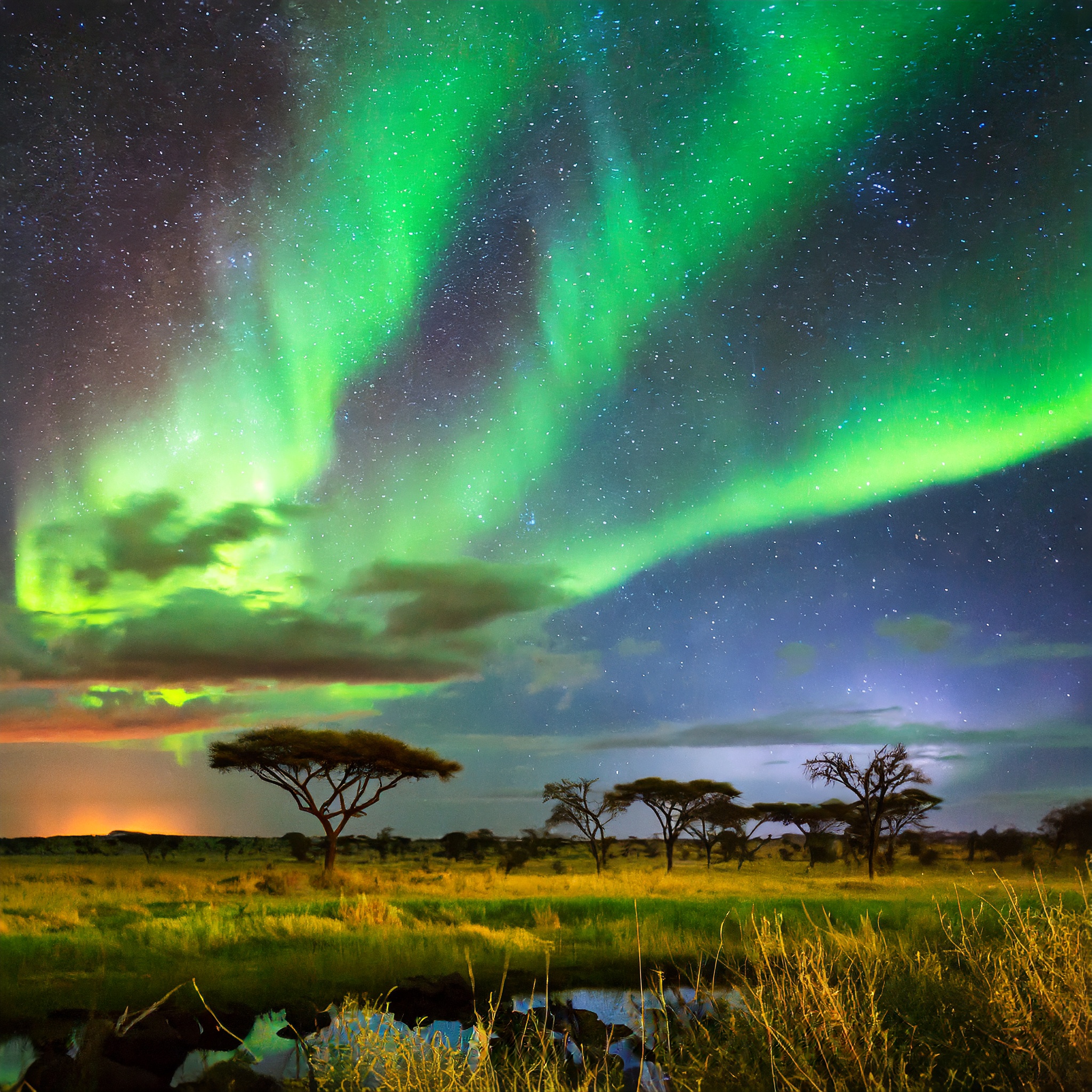 Spectacular auroras could be seen over the African Savanna during Laschamps Excursion
