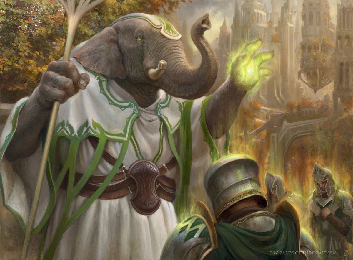 Level 5 Loxodon Chaotic Good Cleric (Noble). 