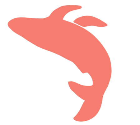 A red silhouette of a whale