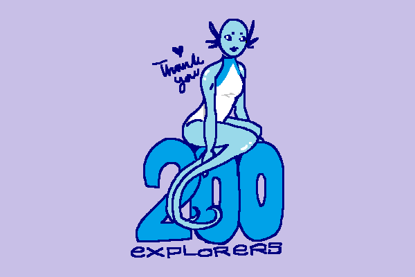 A image celebrating 200 explorers. Blue NM-2 sits on top of the 200.