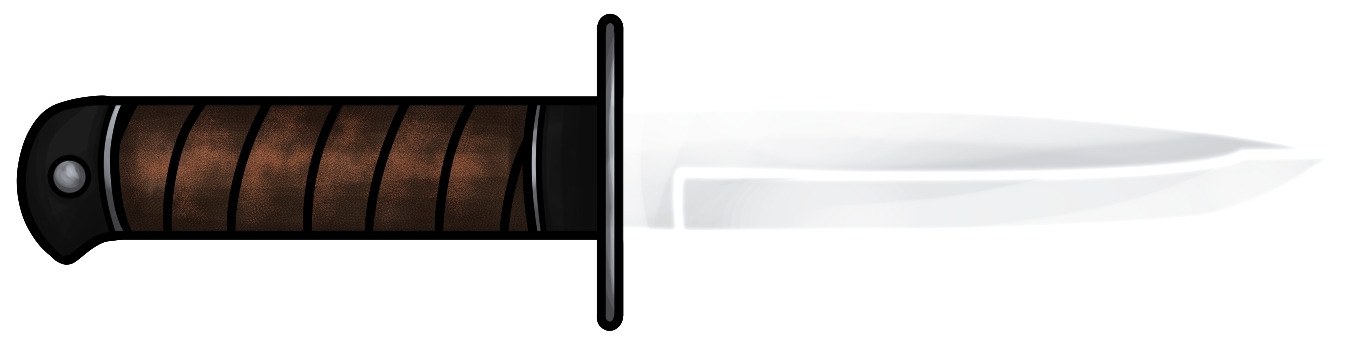 Drawing of a knife with a leather-wrapped hilt. The blade is transparent hard light, and is bleeding wisps of energy from the top.