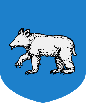 Heraldic image: white bear on a blue field