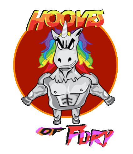 Hooves of Fury logo made by Walgab with objects from Pixabay