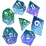 Illustration of dice with a link to current D&D games I am running