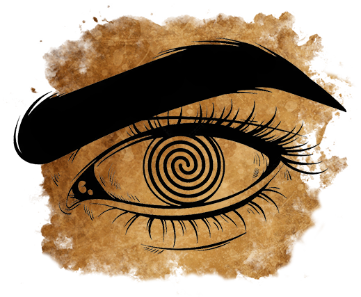 Eye with a hypnotic spiralling pupil, symbol of the Changer, god of trickery, deceit, and chance.