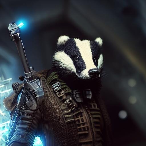 An anthropomorphic werebadger in a trenchcoat with an electric staff