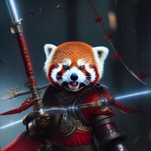 A red panda in armour