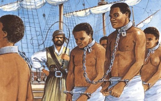 Slaves being imported in the harbor of Chimi Pata