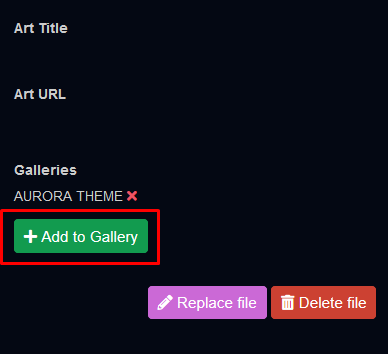 Displays the Add to Gallery button