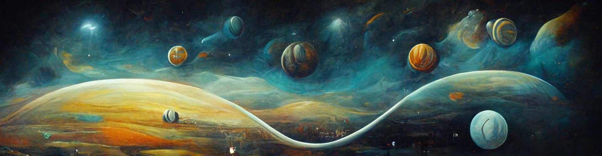 wall mural of stylistic painting of the Caelus star system