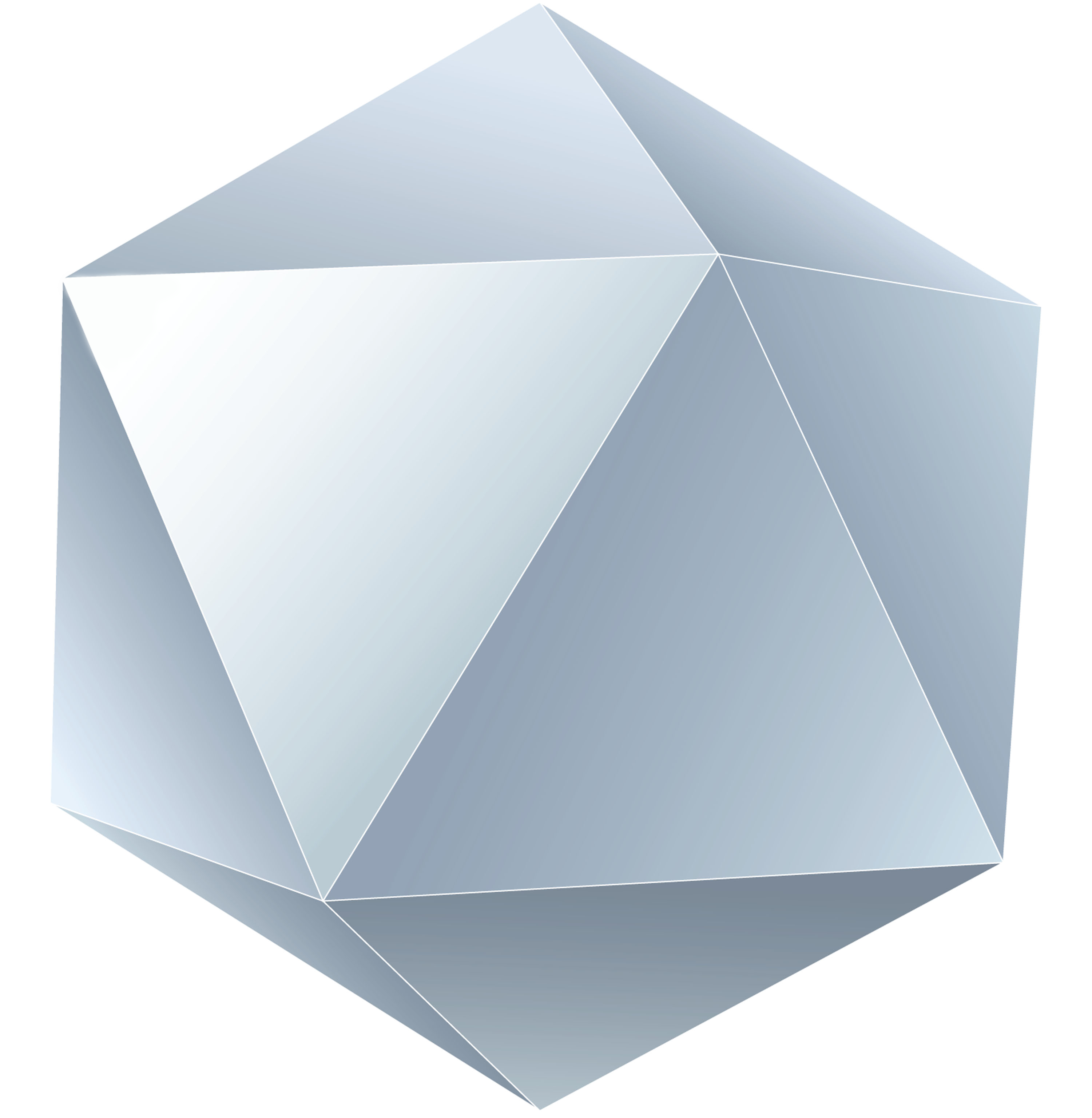 A silver icosahedron