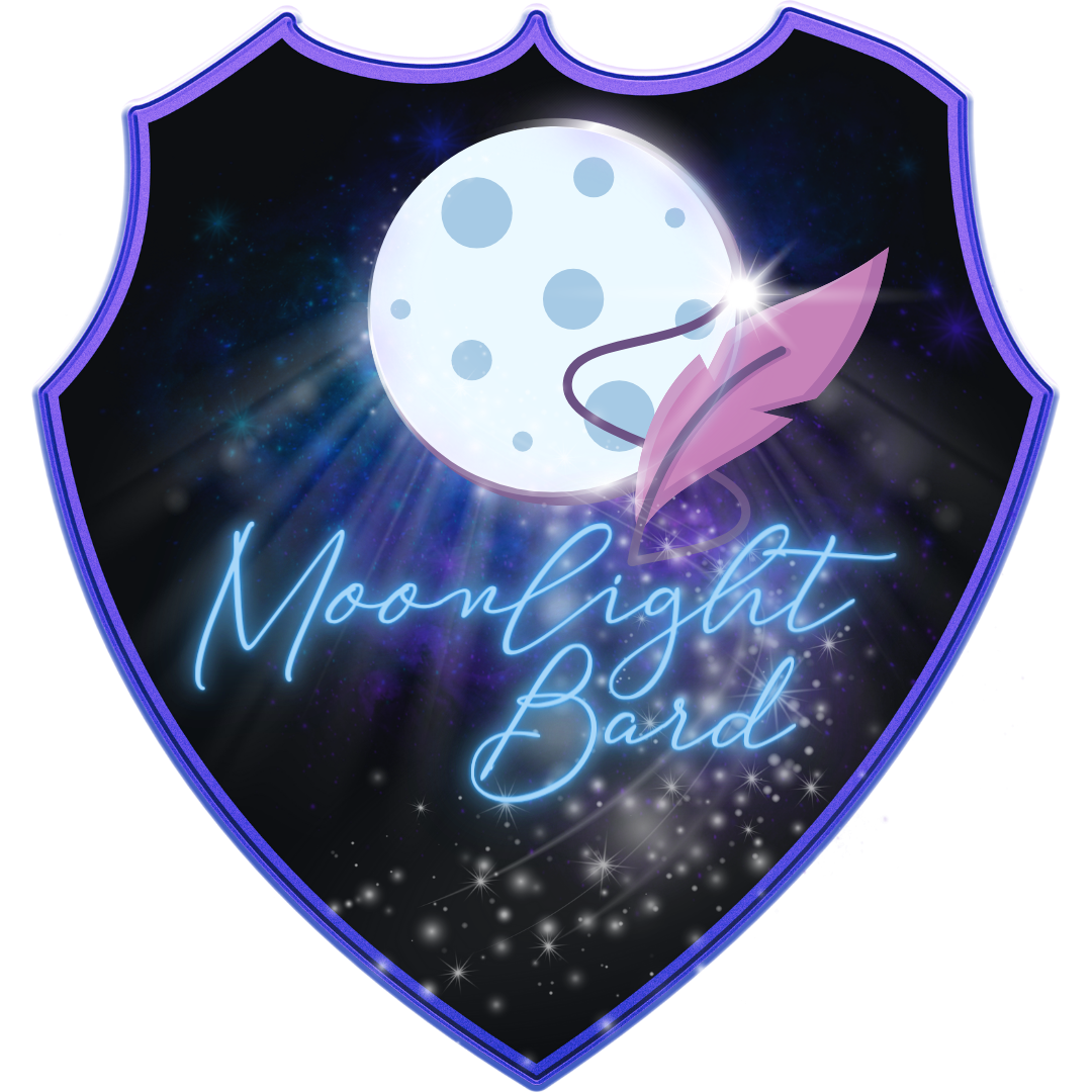 A black badge with an edge of twilight, it has Haly's Moon-quill design and reads 