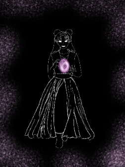 A girl with a purple portal between her hands, wandering the Void