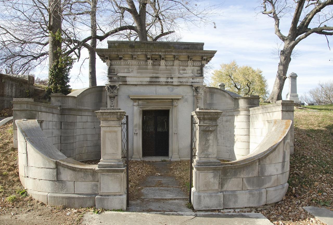 Mausoleum in a graveyard