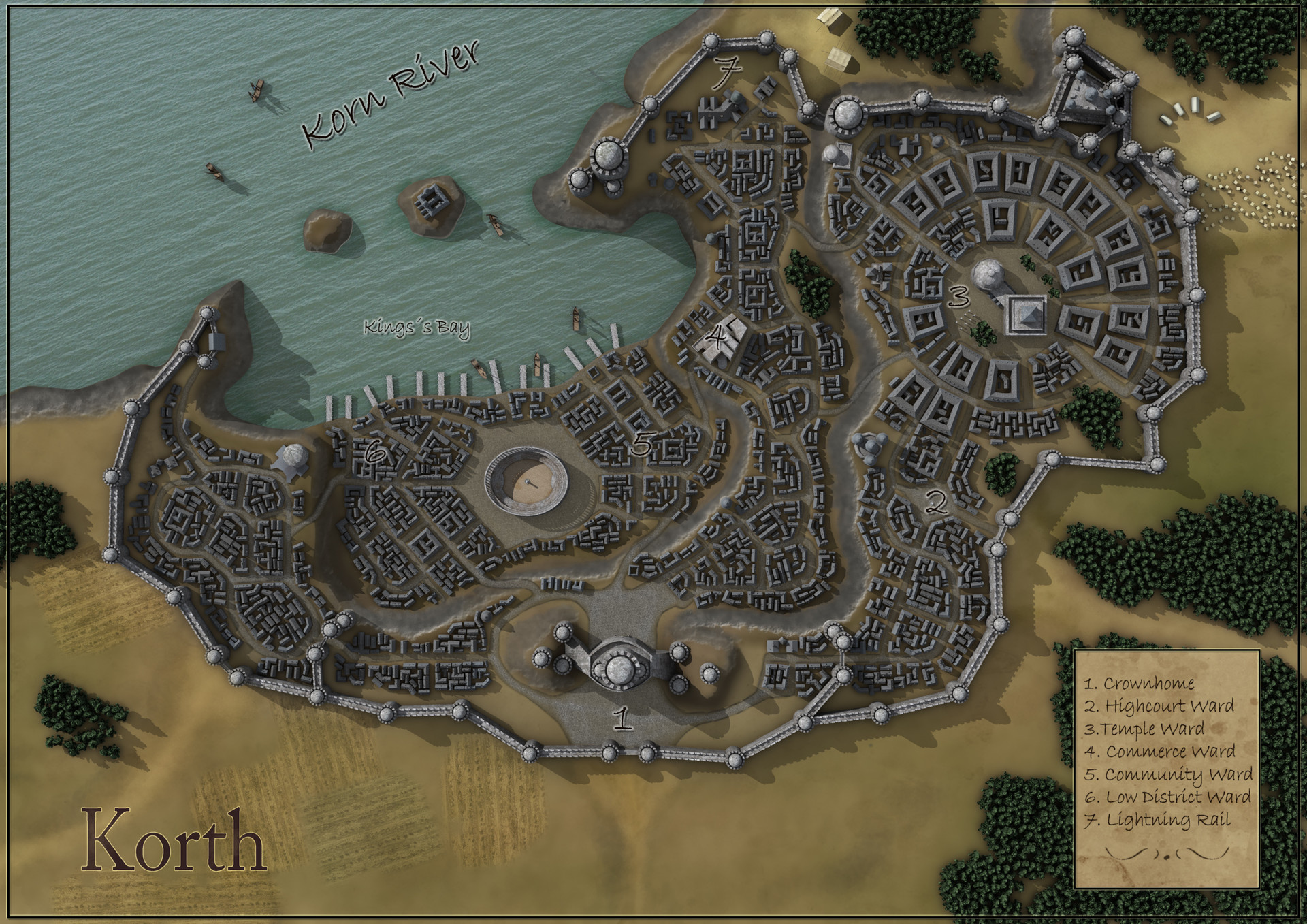 Map of the city of Korth
