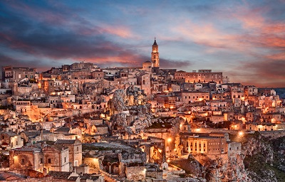 Matera, Basilicata, Italy: landscape at dawn of the old town