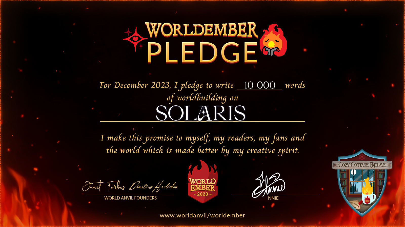 A pledge to write 10 000 words of worldbuilding in Solaris