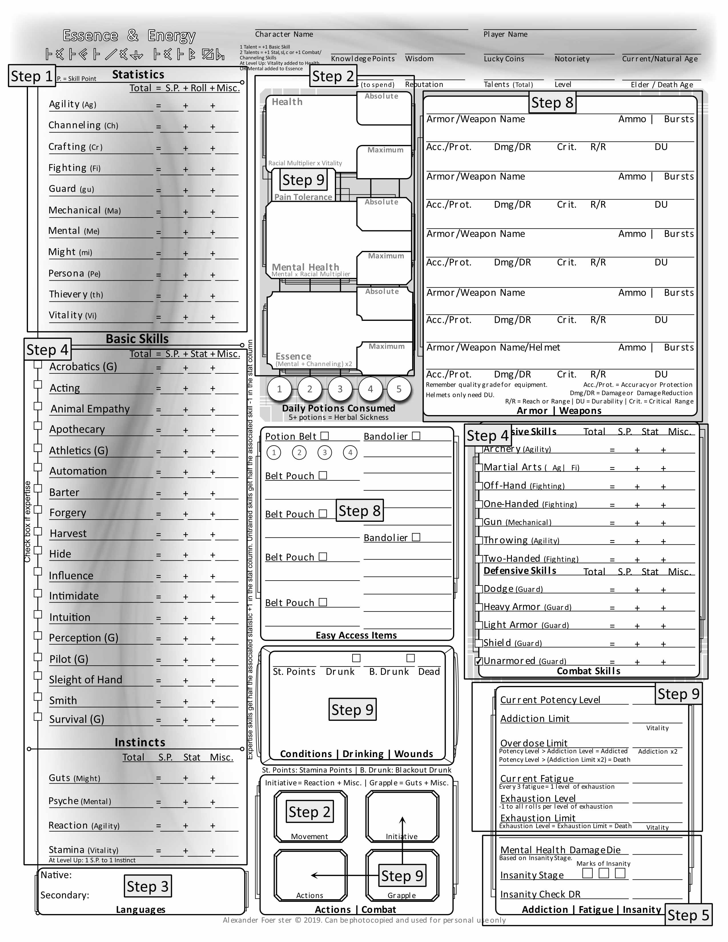 Character Sheet Page 1 Reference