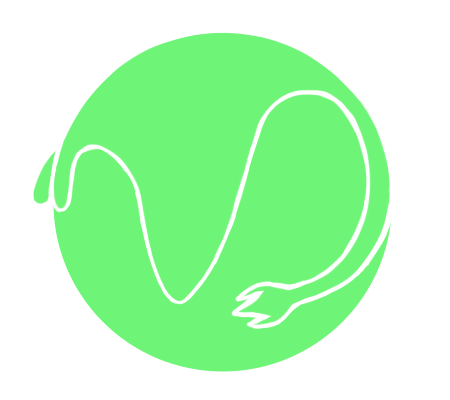 A green silhouette of a manta ray hugging a sphere