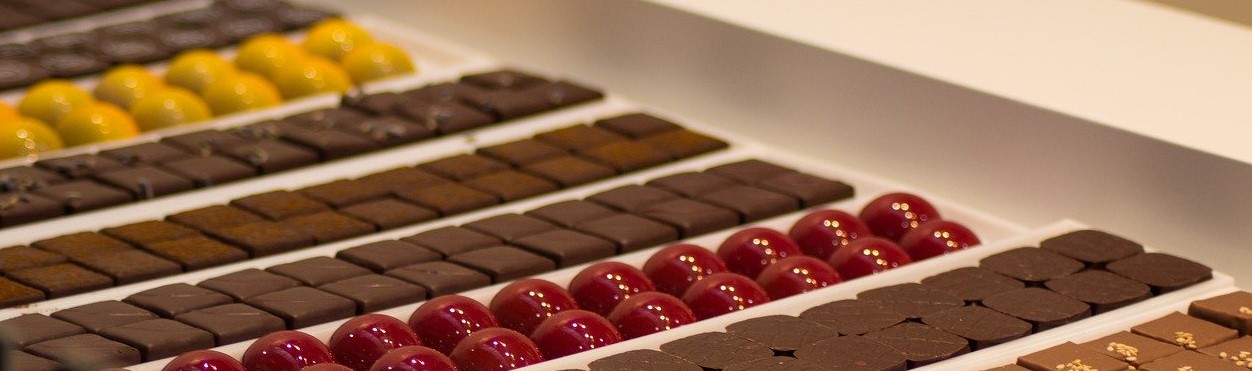 Rows of chocalate candies