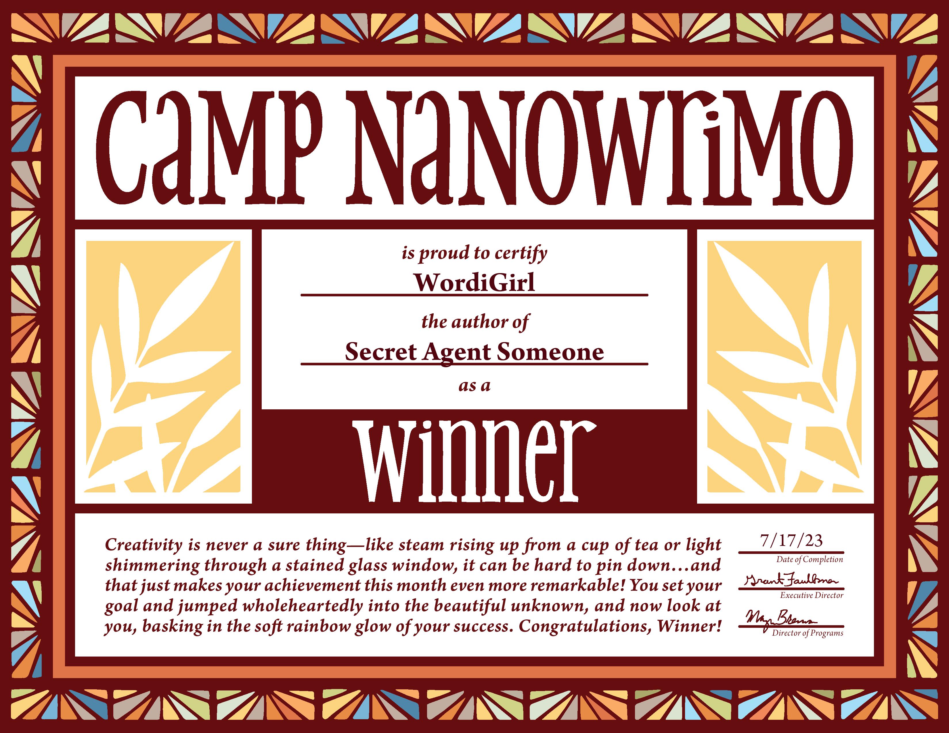 Summer Camp NaNoWriMo 2023