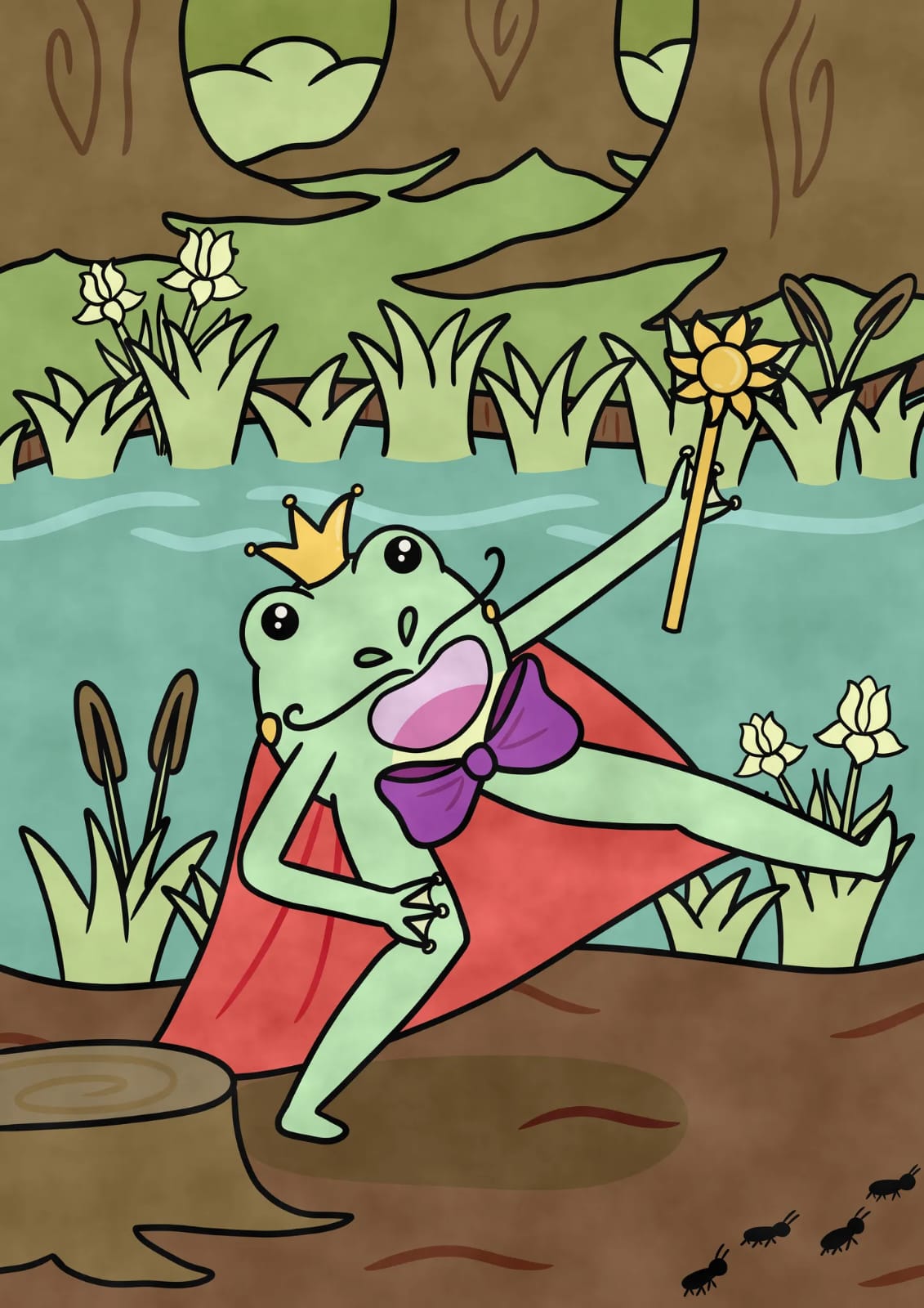 The fancy Toad Prince prancing in front of Languid Lake.