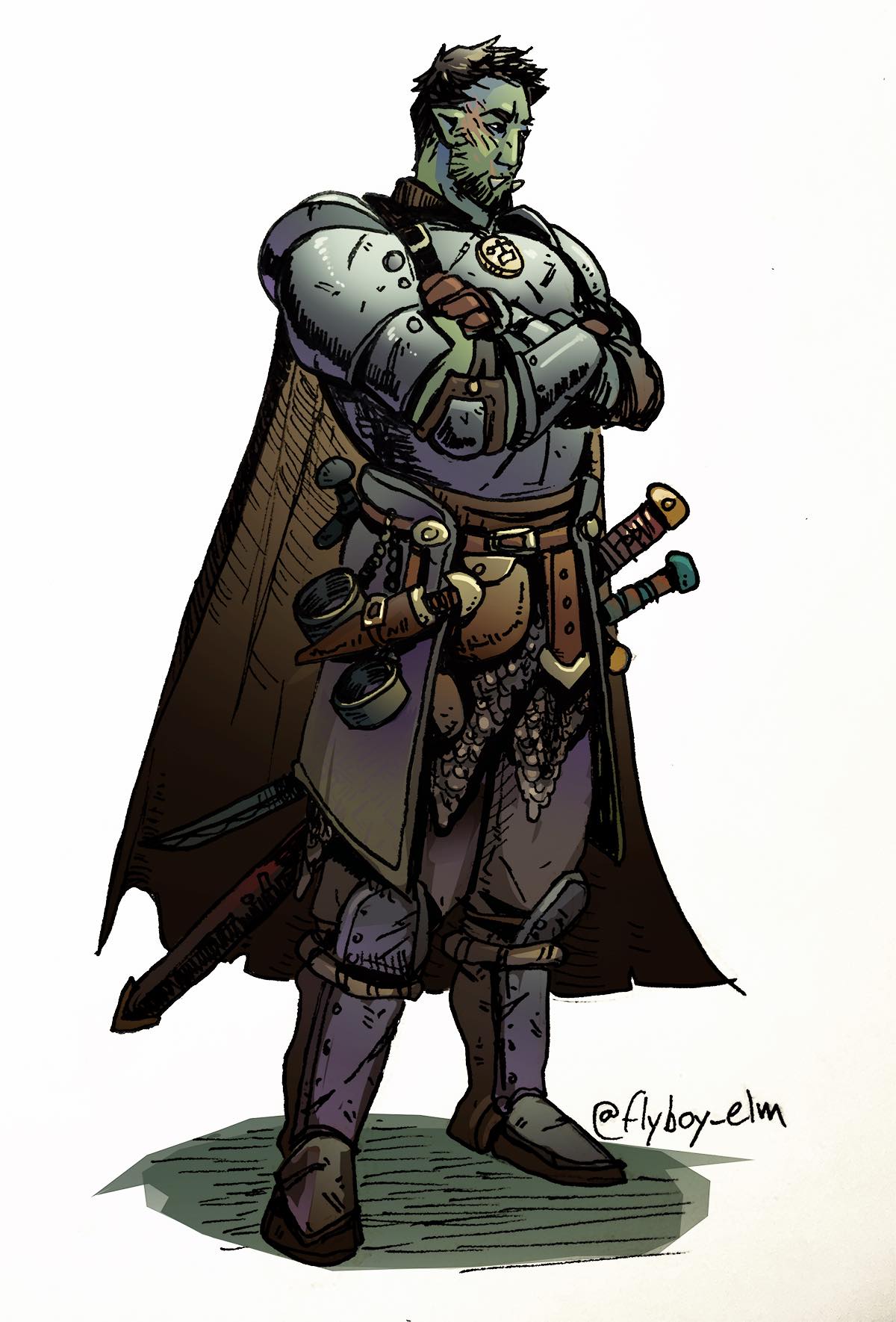 Level 3 Half-Orc NG Fighter (Eldritch Knight) (Performer). 