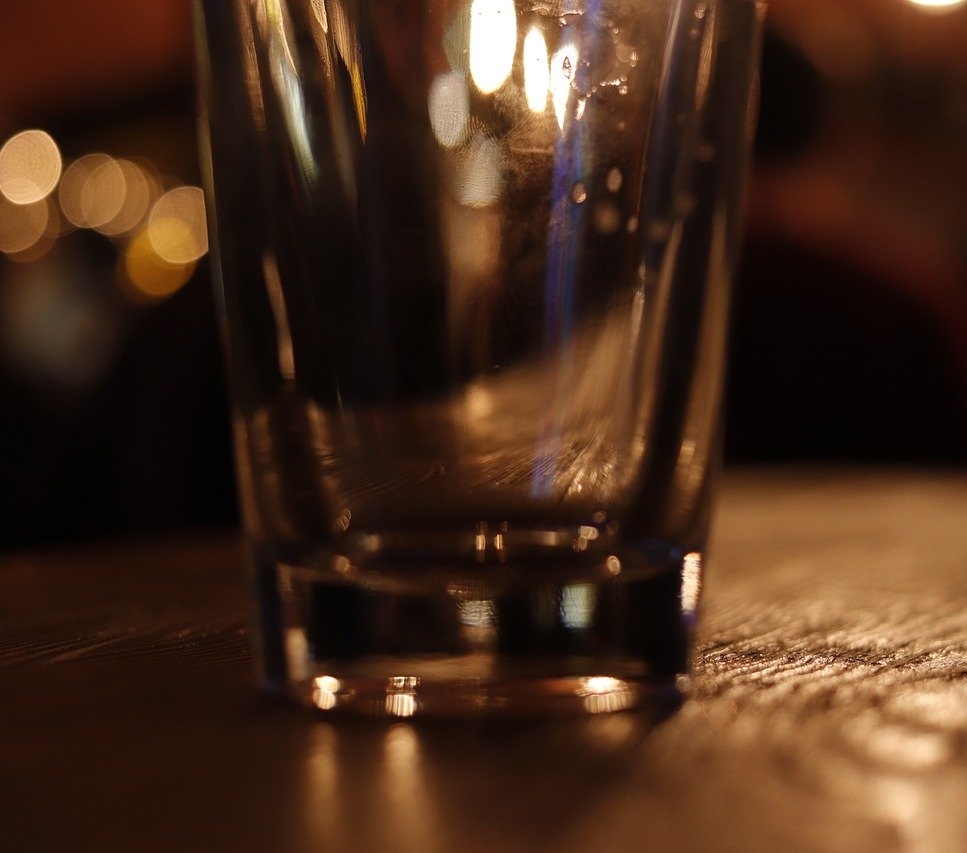 Photograph of an empty bar glass