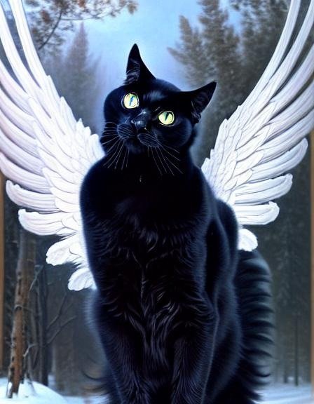 A winged black cat