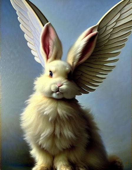 A fluffy winged rabbit