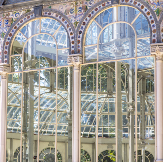 The inside of Palacio de Cristal which located in Parque del Buen Retiro in Madrid, Spain